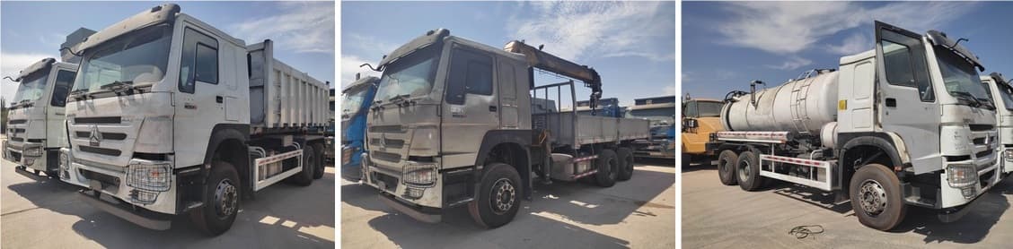 Industrial vehicles with black soot deposits after smoke exposure